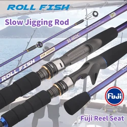 ROLLFISH-varilla de Jigging lenta de fibra de carbono con asiento de carrete Fuji, mango ergonómico para pesca de lubina y atún de aguas profundas y saladas