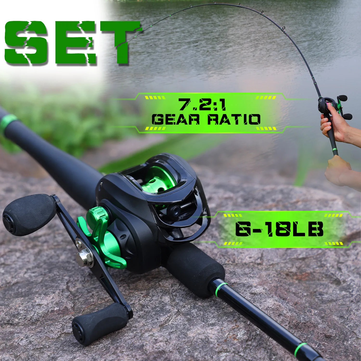 Combo Sougayilang ultraligera con carrete baitcasting