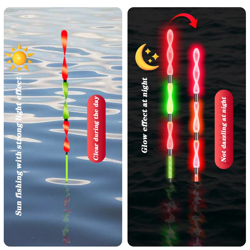 Nuevo flotador de pesca nocturna, cola en espiral, detección de gravedad, LED rojo, flotador electrónico 1,4G-5.0G, equipo de pesca al aire libre de alta sensibilidad - imagen 2