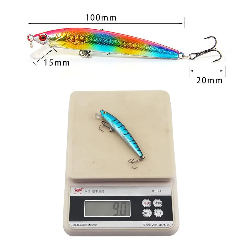 Señuelos de Pesca de pececillos, combinación de cebo duro grande, hundimiento con gancho para perca de trucha, 5 piezas, 10cm/8,5g - imagen 4