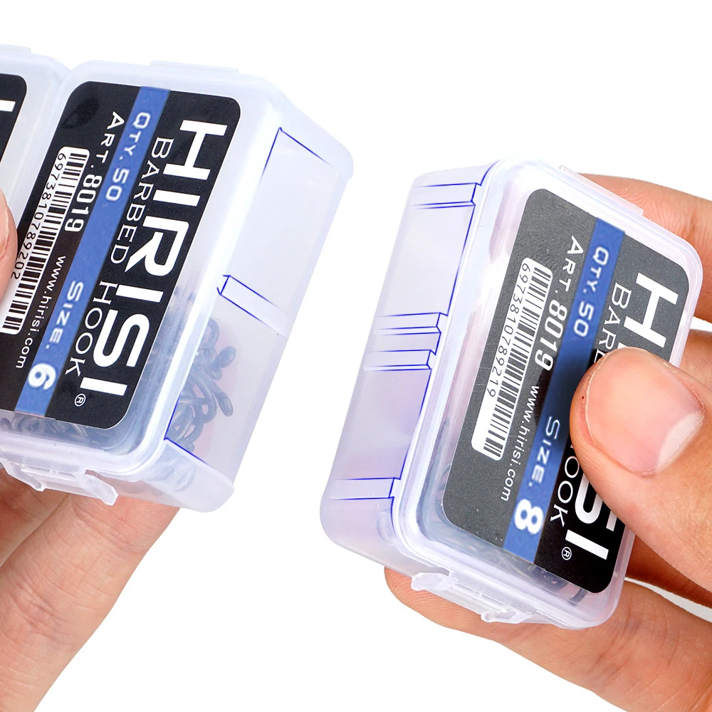 50 Uds. Anzuelos de pesca carpa, garra con púas, revestimiento PTFE, ojos acero inoxidable alto carbono 8019 - imagen 4