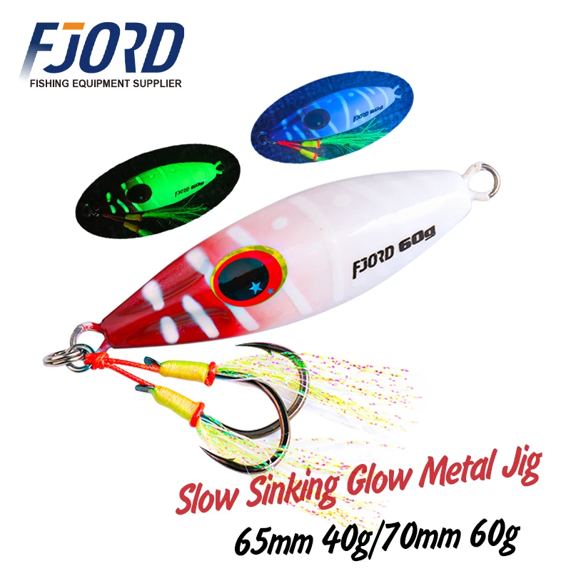Jig Head FJORD 40-60g – Señuelo mar fluorescente con anzuelo asistente
