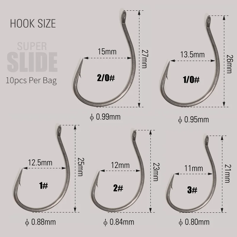 LUREHOLIC-anzuelo loco súper deslizante de PTFE para tiro directo, anzuelos locos compensados de acero inoxidable, manivela, anzuelo de gusano, accesorios de pesca - imagen 3