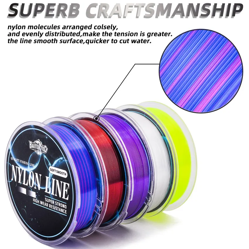 Línea de pesca de nailon de 100M, línea de nailon monofilamento súper fuerte, 0,14mm-0,5mm, 4LB-34LB, línea de carpa de agua dulce y salada - imagen 4