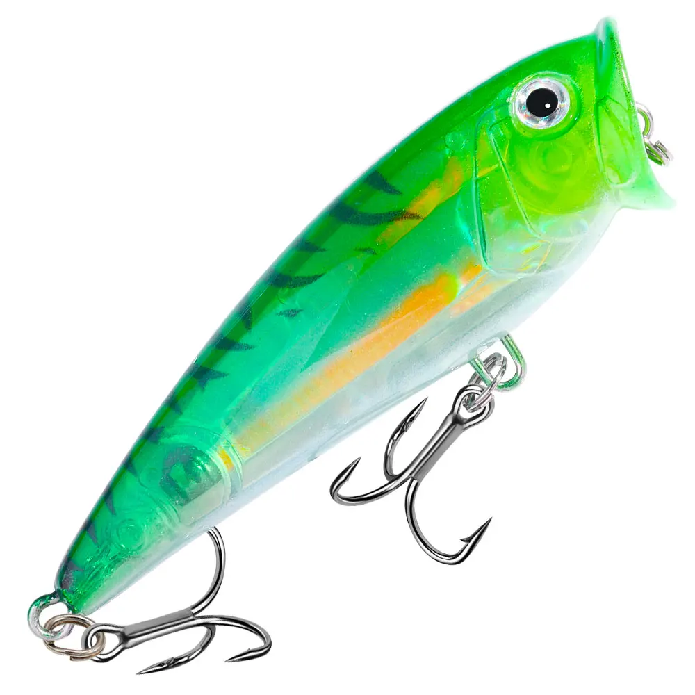 1 unidad Topwater Popper 7,5 cm 8,3g señuelo duro flotante cebo Artificial ojos 3D para lubina perca Pike Pesca de agua dulce y salada - imagen 2