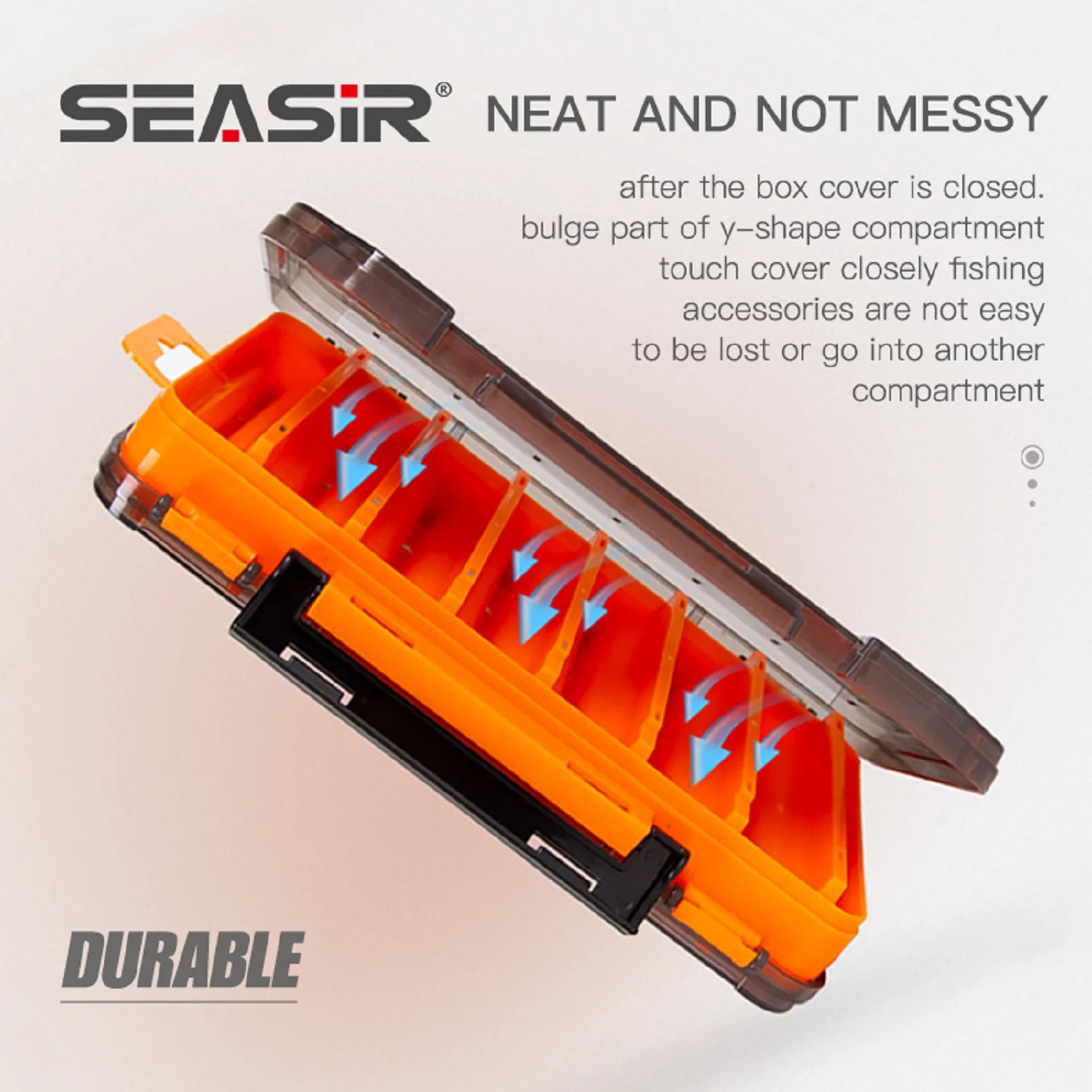 SEASIR-caja de aparejos de pesca de doble cara, caja de plástico para almacenamiento de señuelos, estuche para accesorios de pesca con múltiples compartimentos - imagen 5