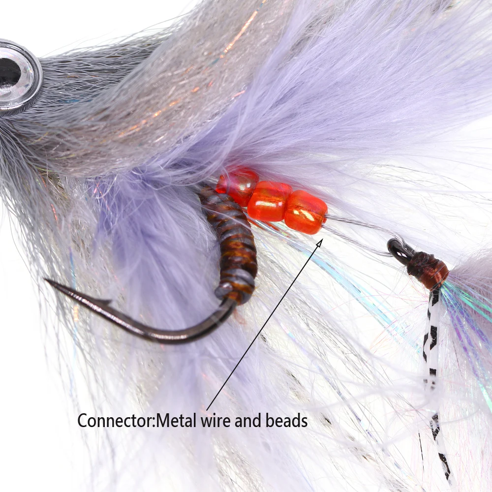 ICERIO doble gancho mosca articulada gran serpentina pesca con mosca moscas señuelo de pesca de agua salada para peces grandes trucha lubina Lucio - imagen 5