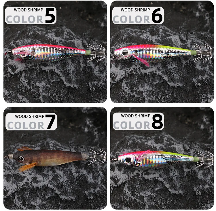 ¡Descubre los colores vibrantes de nuestros señuelos de pesca de camarones de madera perfectos para mejorar su experiencia de pesca!