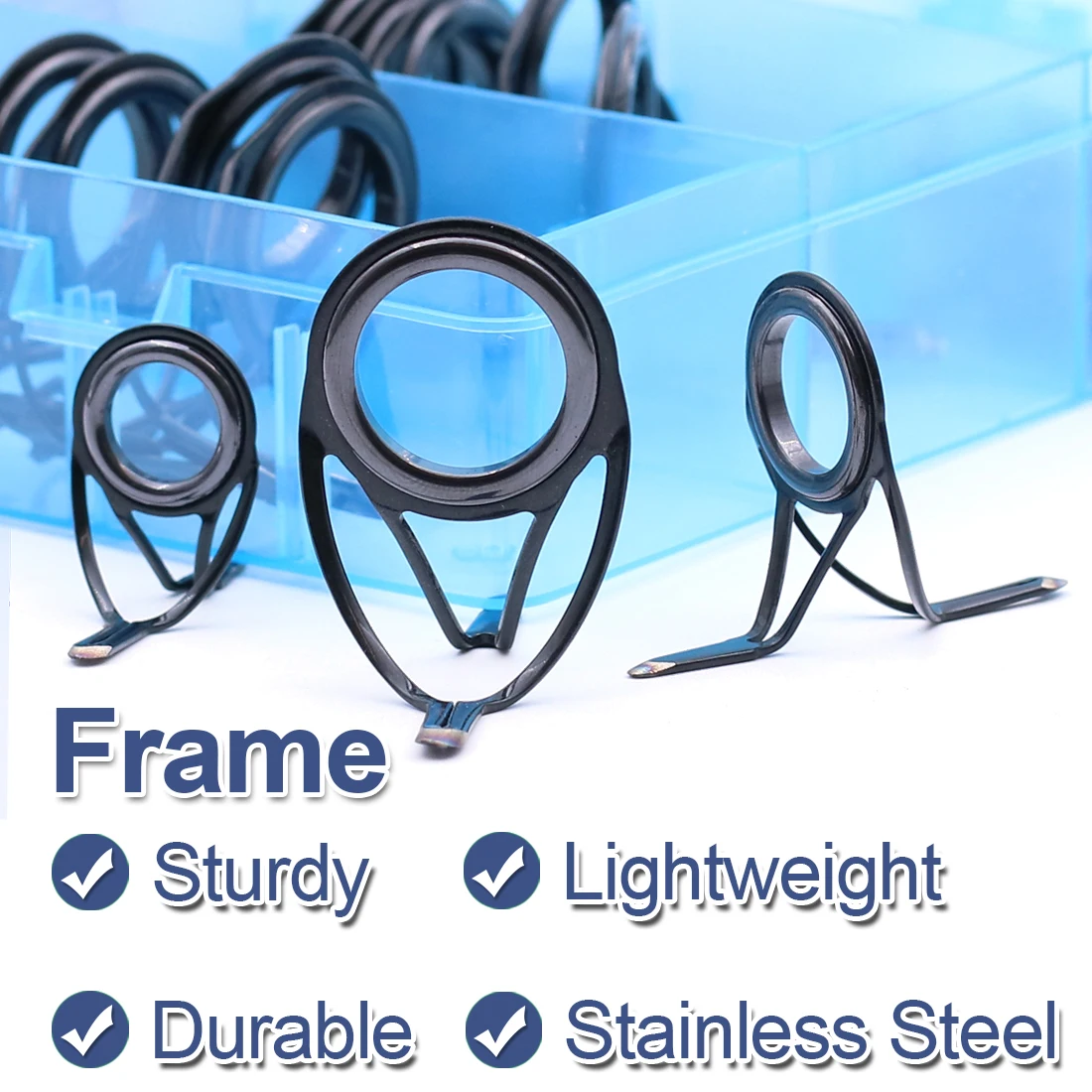 FishTrip-Kit de reparación de guías de caña de pescar, guía de pie cuádruple resistente de acero inoxidable para reemplazo de reparación de construcción de caña - imagen 3