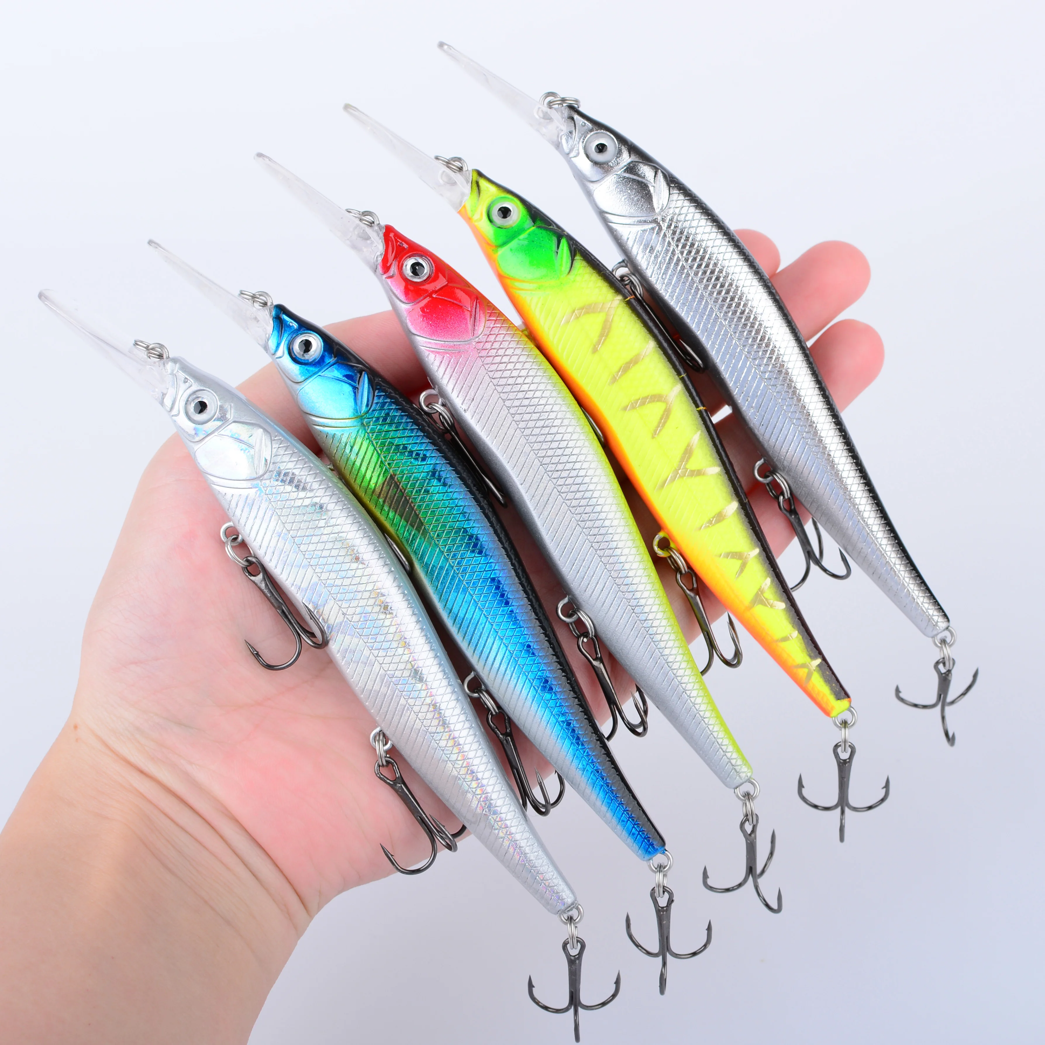 10 Uds. Señuelos de pesca flotantes Minnow Wobblers cebo duro Artificial con Triple gancho para lubina Crankbait - imagen 5