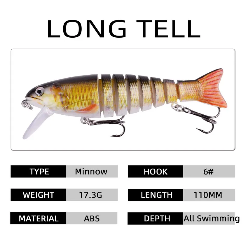 Señuelo de pesca biónico para invierno, cebo duro multisección para nadar, Wobbler Artificial, para curricán, carpa, 1 unidad - imagen 3