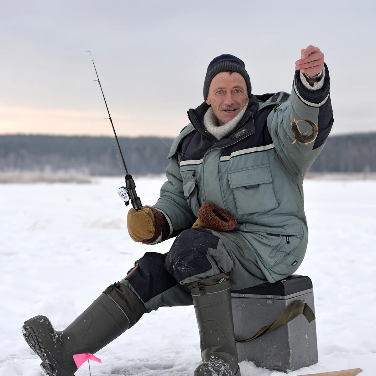 JOHNCOO 50cm caña de pescar en hielo M/ML/MH potencia Mini caña telescópica portátil para pesca en hielo, aparejos de pesca - imagen 3