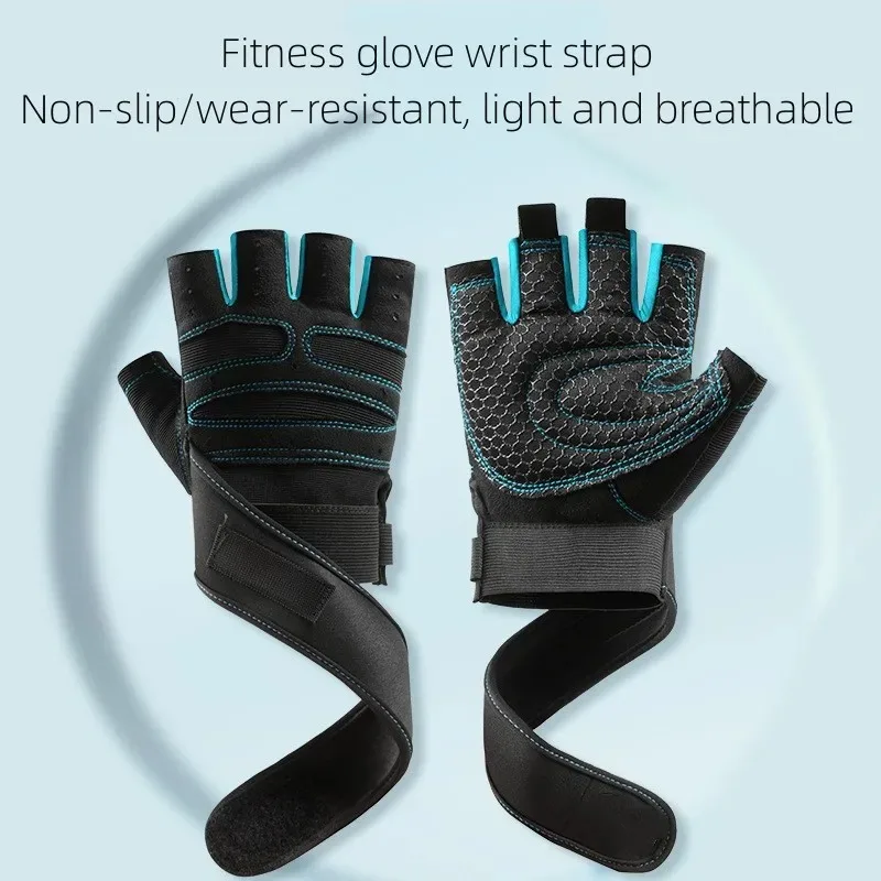 Guantes tácticos de medio dedo con soporte para muñeca, protección antideslizante para callos, para ciclismo, pesca, gimnasio, entrenamiento con mancuernas - imagen 4