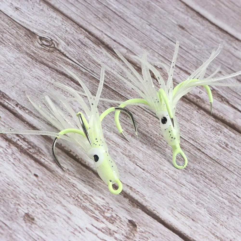 Señuelos de Pesca de faldas de calamar con anzuelos, cebo Artificial de pulpo, anzuelos de pesca luminosos, 5 piezas - imagen 5