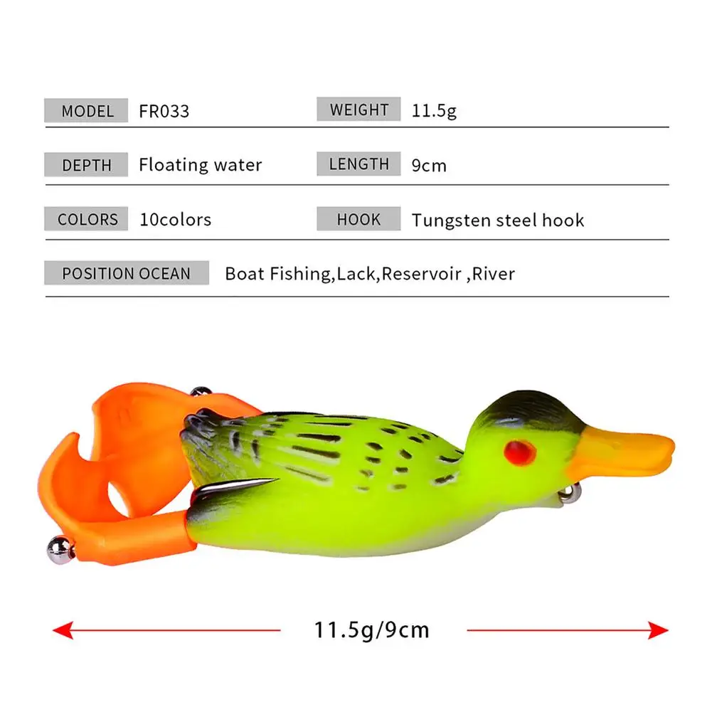 Señuelo de pesca de pato hélice Flipper, ojos 3d, cebo Artificial, aparejos de pesca para agua salada y dulce, señuelos blandos, 9cm, 11g - imagen 4