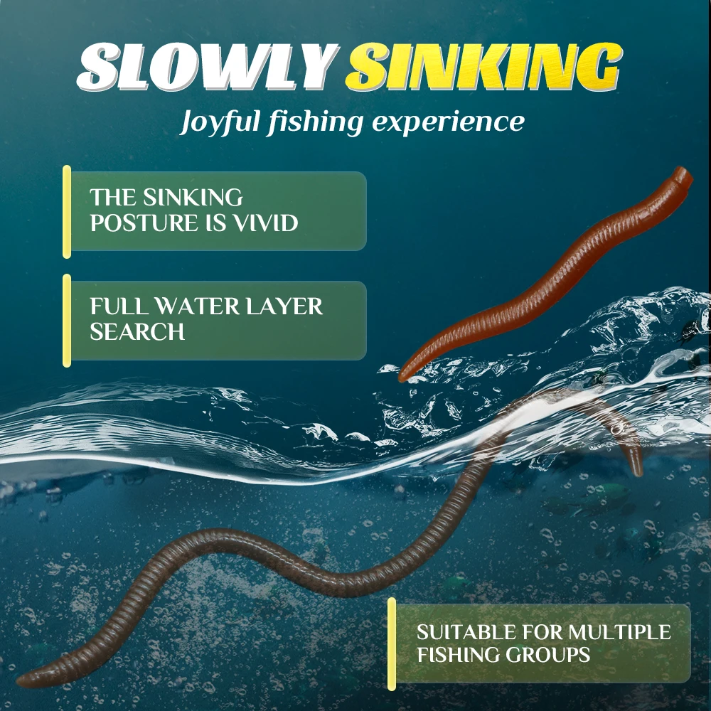Cebo blando de lombriz de imitación con aroma a camarones, cebo blando con señuelo de gusano de sangre. Adecuado tanto para pescar en agua dulce y salada. - imagen 4