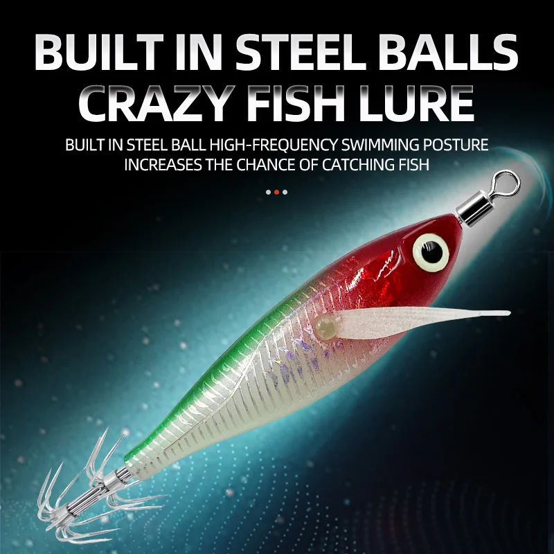 5 colores nuevo láser Horizontal camarón calamar gancho pesca en el mar pulpo señuelo duro que brilla en la oscuridad camarón señuelo calamar cebo falso - imagen 3