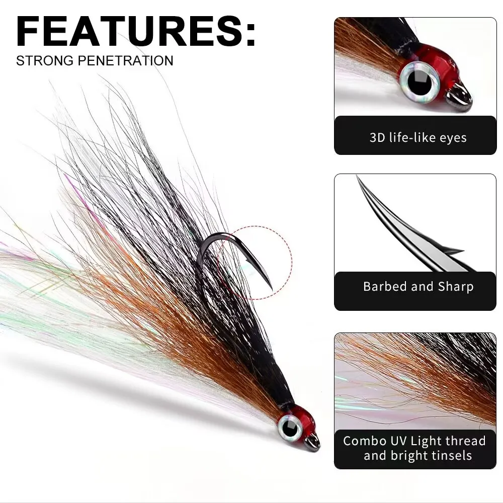 5 unids/bolsa de anzuelo biónico de pluma de acero rico en carbono, equipo de pesca con púas, gancho individual, accesorios de pesca al aire libre - imagen 4
