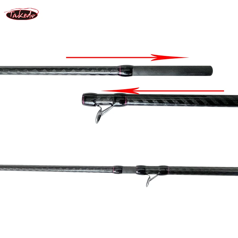 TAKEDO-cañas de pescar de viaje de 2,1 M, asiento de carrete Fuji, guías Fuji, señuelo de lubina, cañas de fundición para Surf, 6 secciones, caña de trucha ajustable - imagen 4