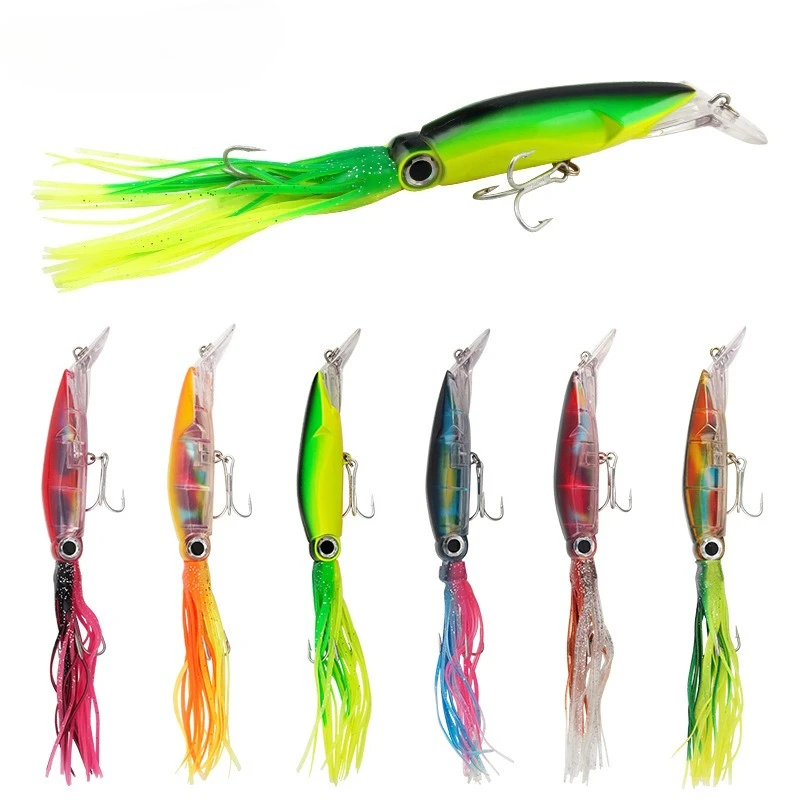 Señuelo Artificial de Calamar de 23 cm/38 g, 1/3 Piezas, Jig de Plomo Resistente, Ideal para Pesca de Arrastre de Salmón, Lubina y Trucha