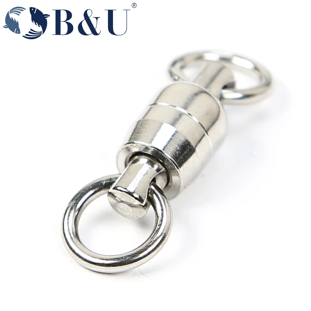 B & U-Anillo giratorio de rodamiento de bolas de 4 piezas, Conector de pesca de acero inoxidable para agua dulce y salada, señuelo de cebo para curricán - imagen 4