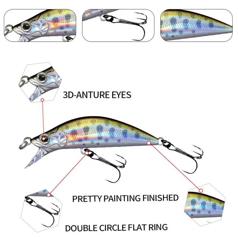 Señuelo de Pesca de pececillo mezclado lento con láser, Wobblers Crankbaits Isca, cebo duro Artificial, Mini Señuelos de Pesca de carpa, aparejos de Pesca - imagen 5