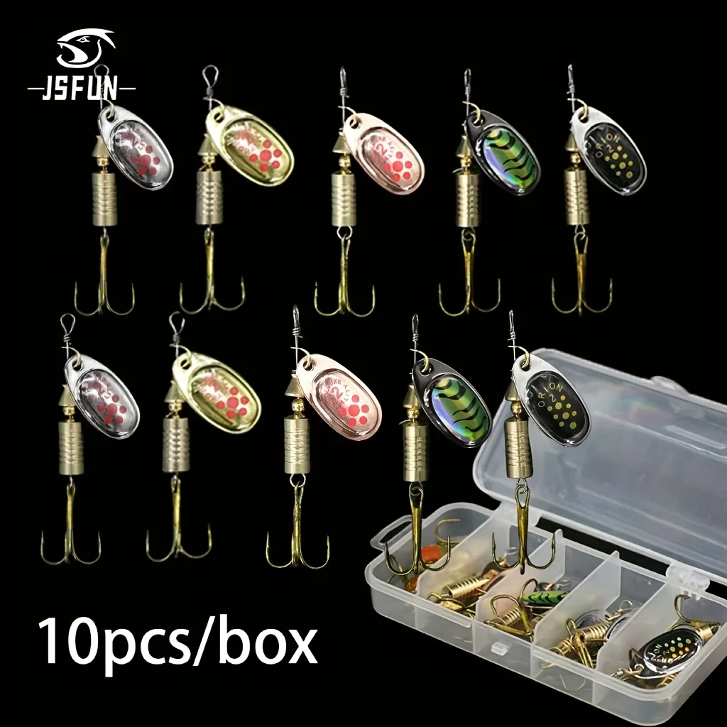 Cebos giratorios, señuelos de pesca, señuelos de anzuelos triples, hiladores de hojas de Metal, kit de pesca multicolor, accesorios de pesca de lubina