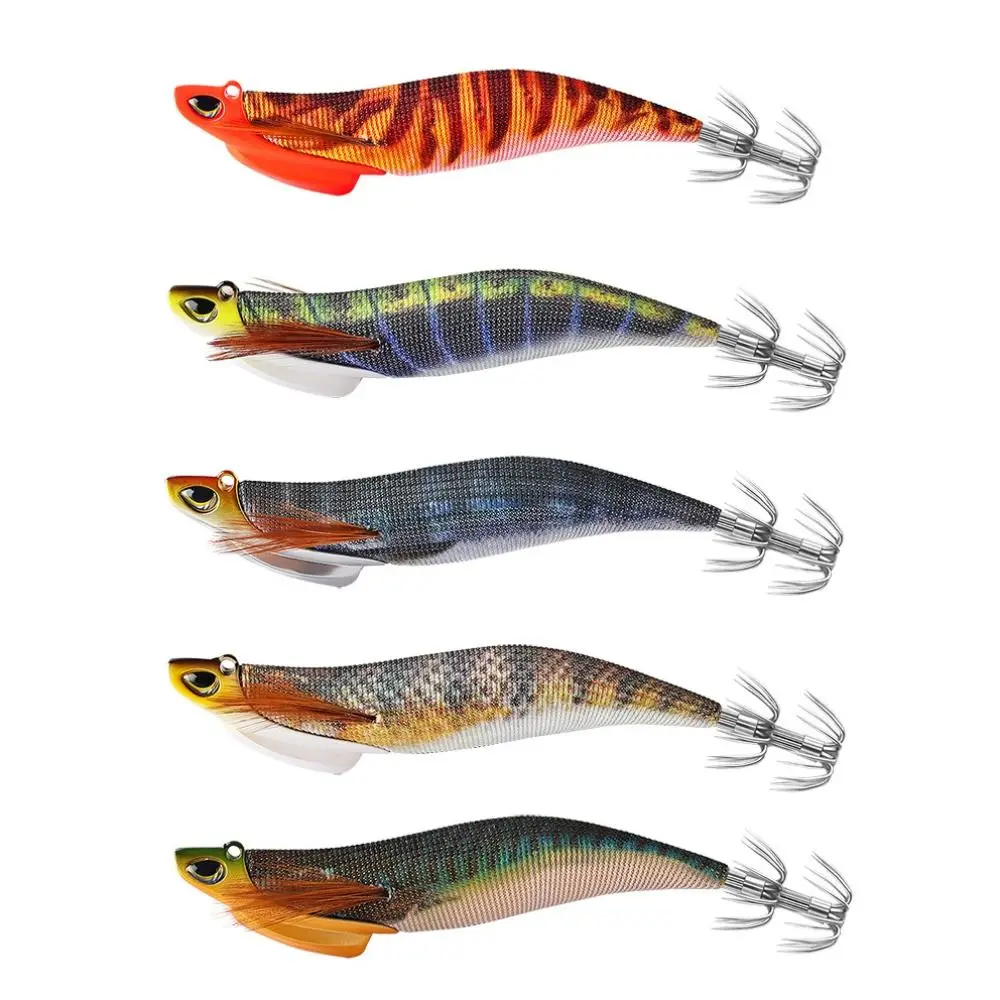 Señuelos de camarones de madera ABS duraderos, 13cm/30g, 5 colores, anzuelo de calamar, plantillas, pesca con señuelo de pulpo - imagen 4