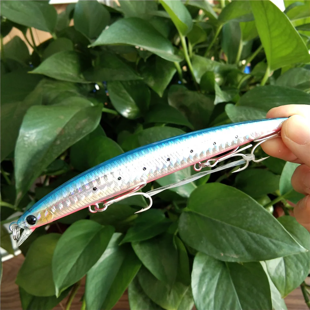 TSURINOYA-señuelo de Pesca de Mar, cebos duros flotantes para lubina falsa, 4 piezas, Minnow Delgado, 125F, 125mm, 14,3g - imagen 4