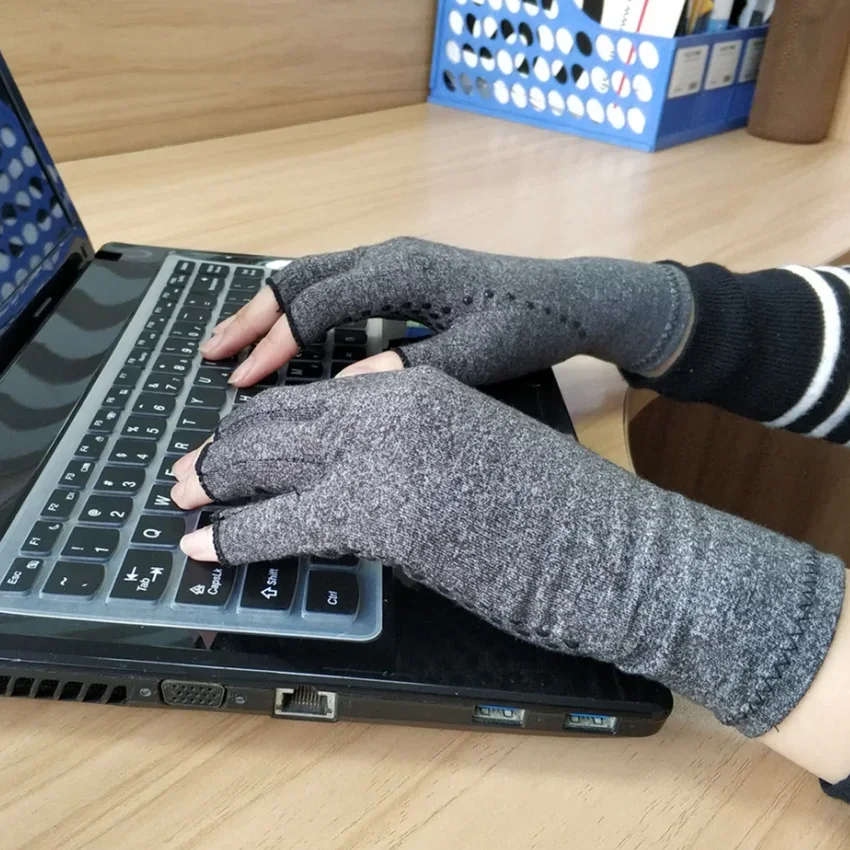 Guantes de compresión para artritis, guantes de mano para aliviar el dolor articular artrítico Premium, terapia, guantes de compresión con dedos abiertos Unisex - imagen 3