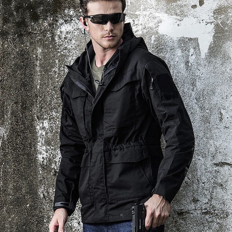 Chaqueta táctica clásica M65 para hombre, cortavientos impermeable con múltiples bolsillos, gabardina con capucha, ropa para hombre, chaquetas informales A5FM6 - imagen 4