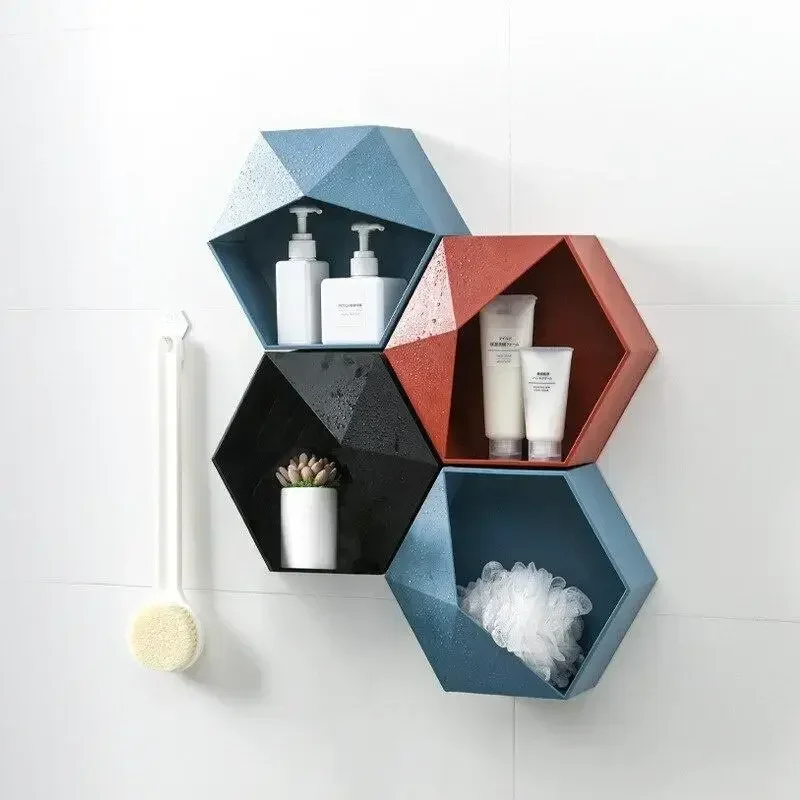 Estante de pared hexagonal de madera estilo nórdico para decoración - imagen 3