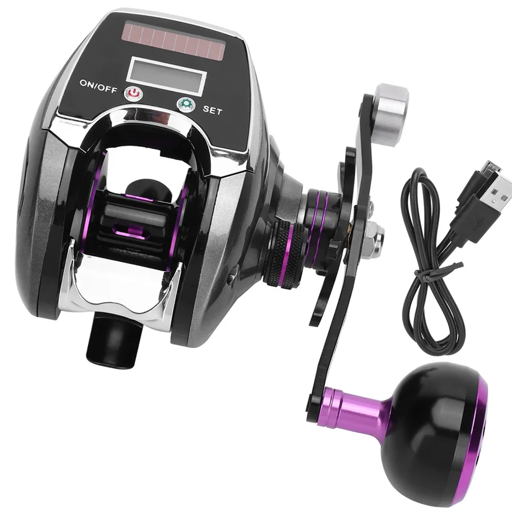 Carrete de Baitcasting 6 + 1BB, relación 8,0:1, pantalla Digital con contador de línea, sistema de carga Solar, aparejos de rueda de pesca de mar de alta velocidad - imagen 3