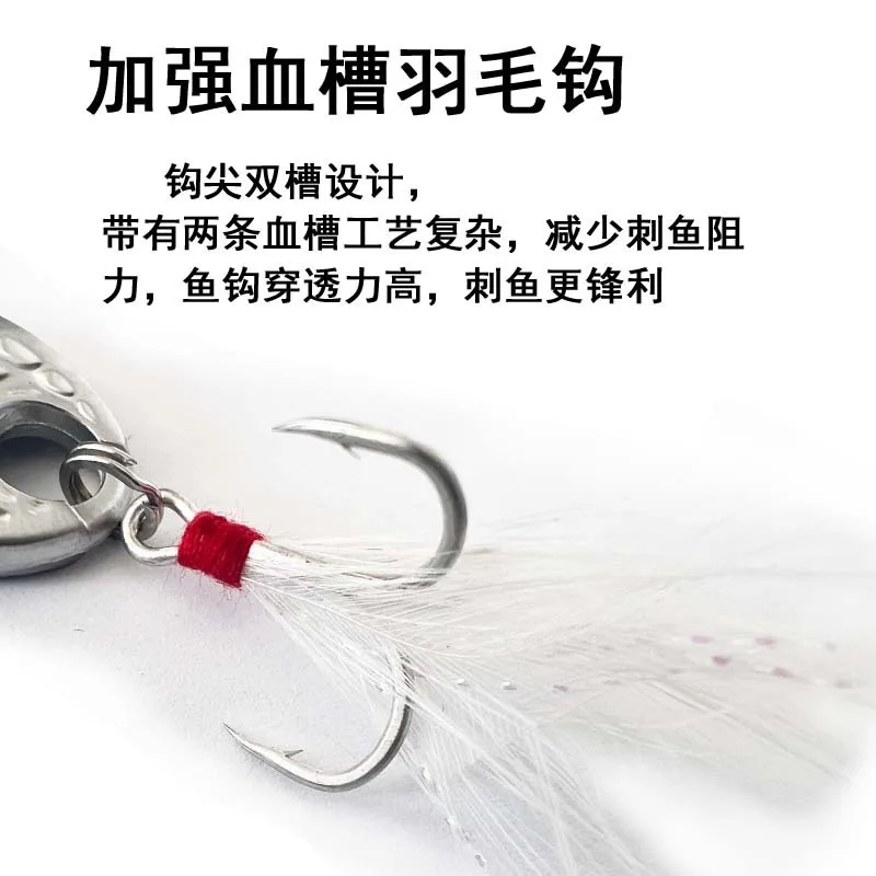 Cebos de Luya con purpurina metálica, cebos de Luya de fundición desnuda que caen, cáscara de cacahuete, microobjetos, Boca de caballo Baited, tira blanca - imagen 4