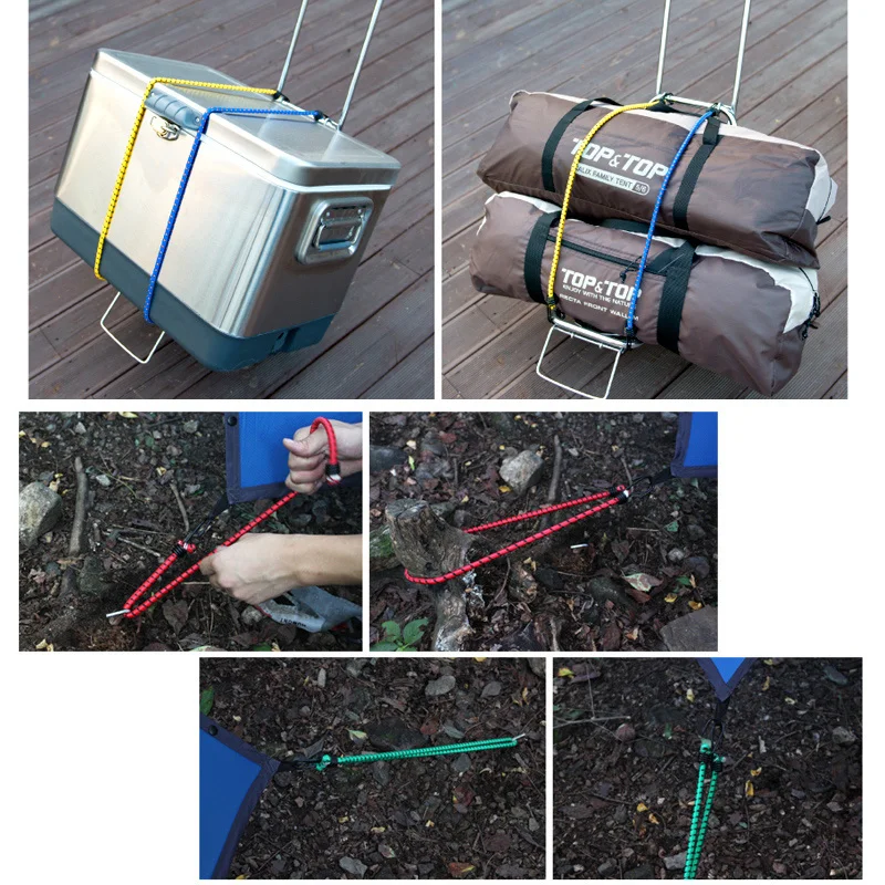 Cuerda elástica de goma con ganchos para tienda de campaña al aire libre, accesorio de alta elasticidad para equipaje, 30, 40 y 60cm, 6 unidades - imagen 5