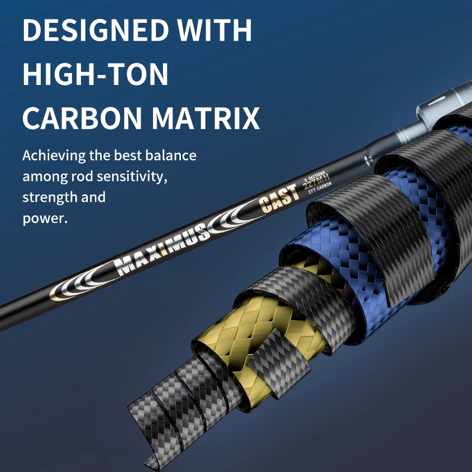 Caña de pescar J-BARZILLAI MAXIMUS, señuelo de fundición giratorio, mini caña de pescar en roca, Baitcasting de carbono - imagen 3