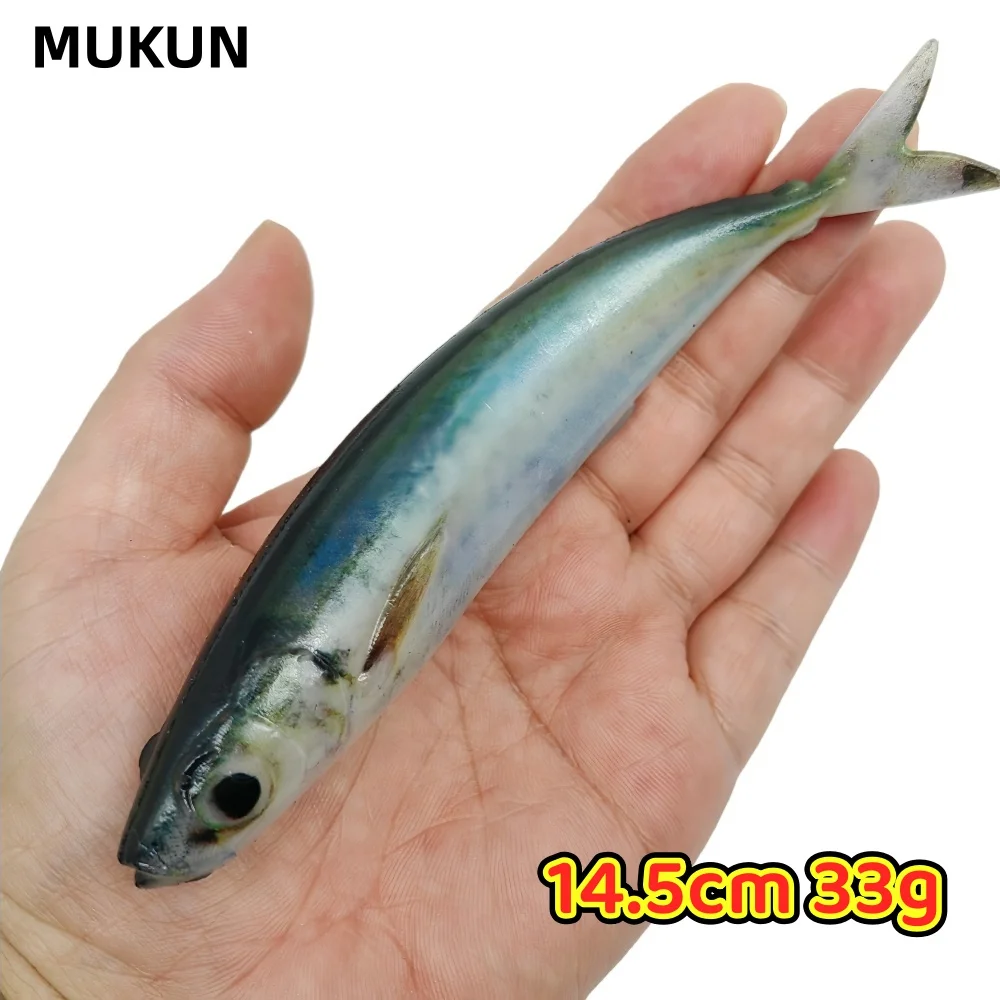 Señuelo de pintura de peces vivos 3D, 14,5 cm, 33g, cebo de pesca suave, tijera, cola de pez para pez mandarín, atún, lubina, pesca en el mar - imagen 2