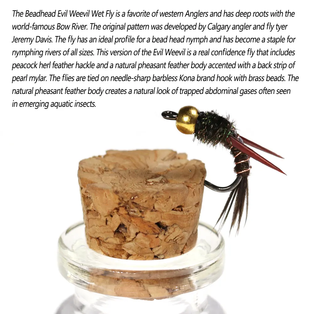 Bimoo-anzuelo de pesca sin púas, 8 Uds., Beadhead de latón, malvado, mosca húmeda, Caddis marrón, ninfa, mosca, trucha, Gryling # 10 # 12 - imagen 4