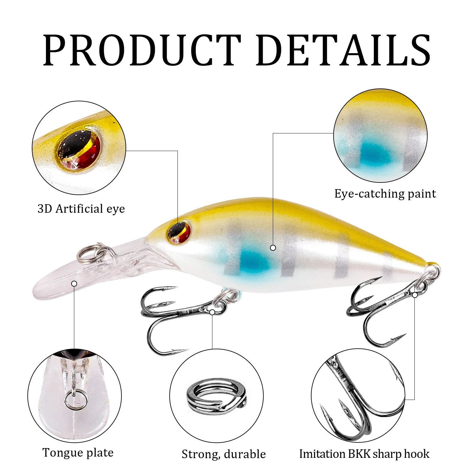 Señuelo de pesca flotante de 1 piezas, Wobblers de 80mm y 8,6g, cebo duro de plástico Artificial para pececillos, ojos 3D, aparejos de pesca para Lucio - imagen 5