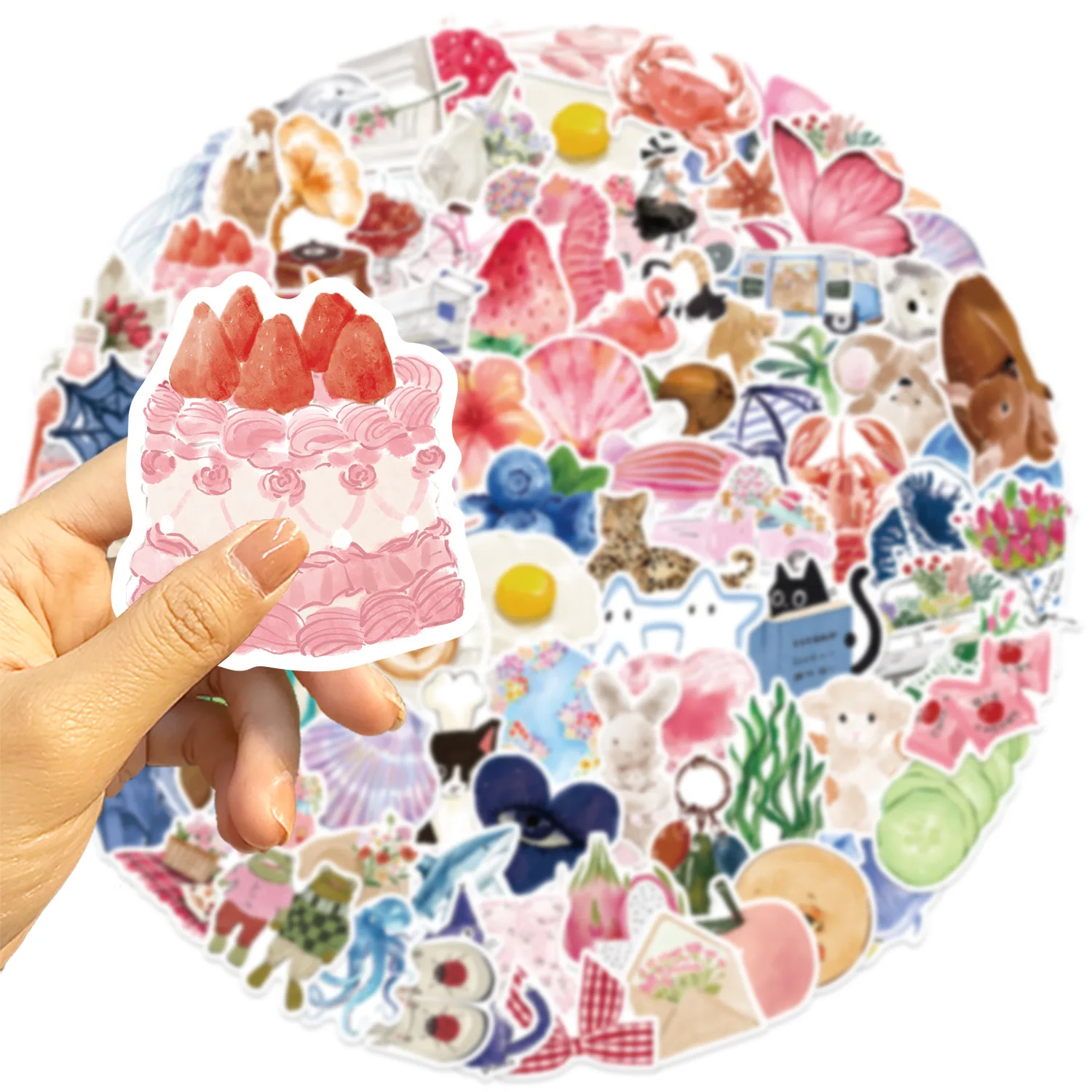 50/100 Uds. Diario de acuarela, pegatinas de grafiti estéticas para teléfono, guitarra, portátil, maleta, pegatina impermeable al agua, juguetes para niños - imagen 5