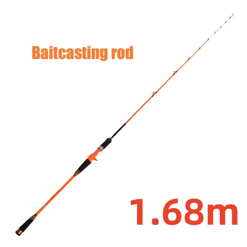 Caña de pescar de calamar y Baitcasting de 1,68 M, 2 secciones, potente punta de carbono, guía de cerámica, caña de pescar giratoria, pesca de invierno