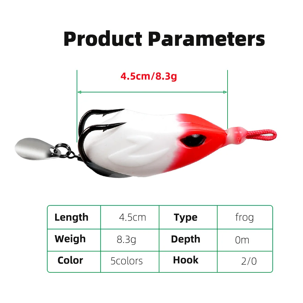 Señuelo de pesca de rana suave, anzuelo de agua superior, 4,5 cm/8g - imagen 3