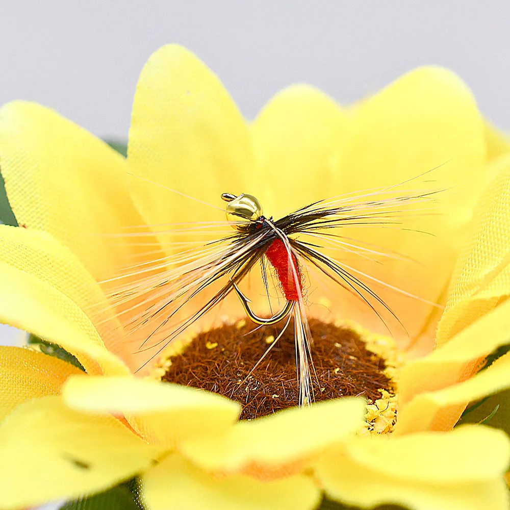 MNFT 10PCS 14 #   Cobre Beadhead trucha ninfa cuerpo rojo pesca moscas cebo Artificial - imagen 5