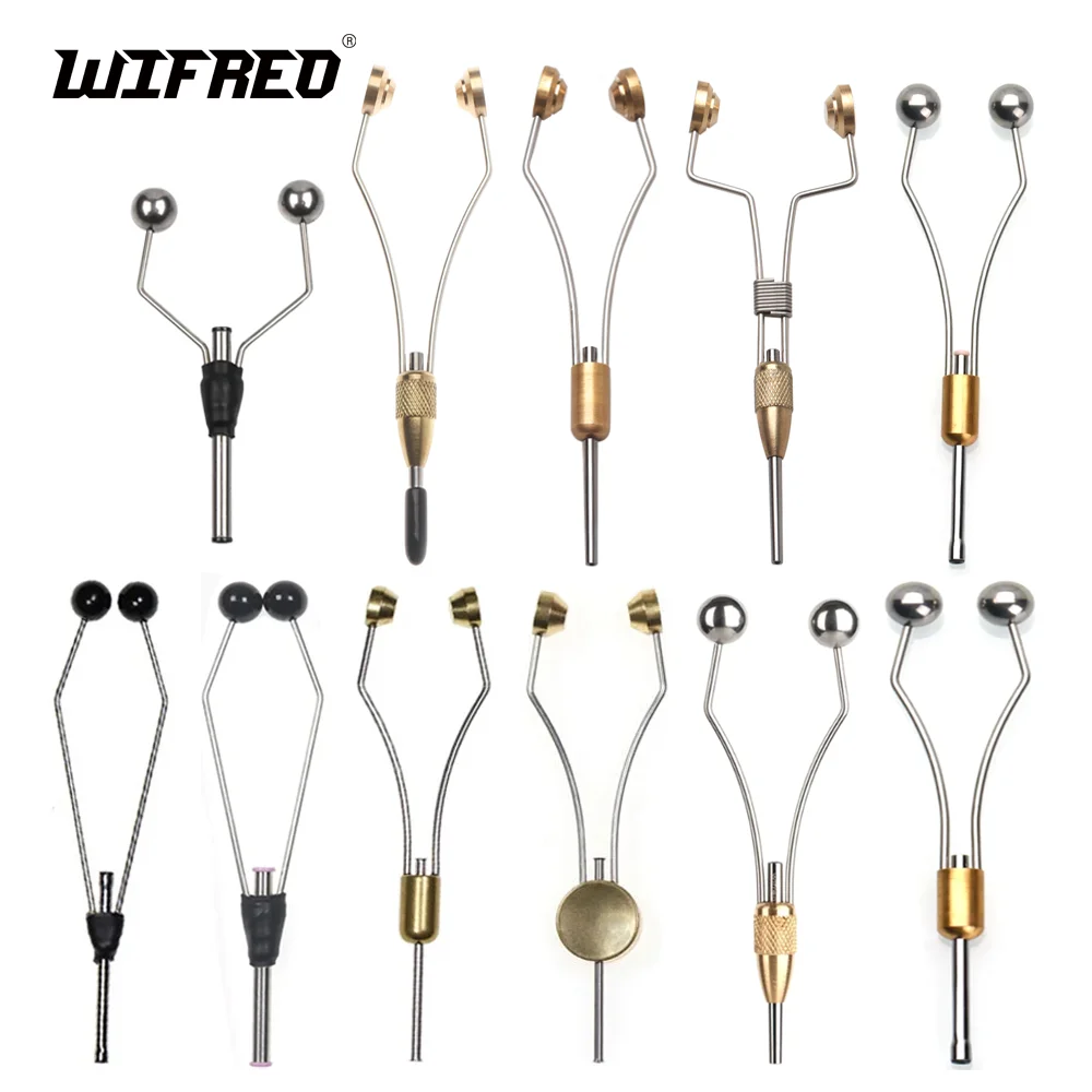 Wifreo ﻿ Soportes de bobina para atado de moscas, punta bimetálica, herramientas de atado de moscas de latón y acero inoxidable para pesca de moscas, cebo señuelo de trucha