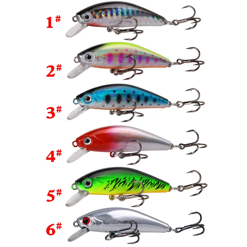 Wobbler-señuelo de pesca flotante, 1 piezas, ojos 3D, 5,5 cm, 6,7g, Mini pececillo, cebo duro Artificial, Crankbait - imagen 2