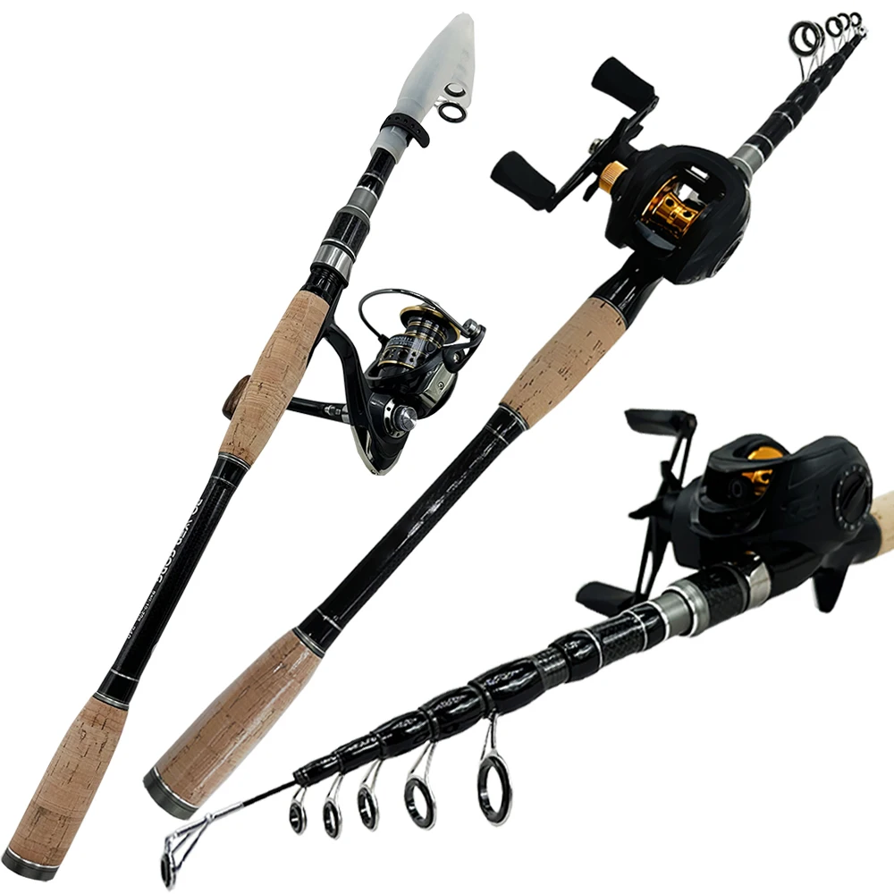 Una caña de pescar con un carrete y un gancho