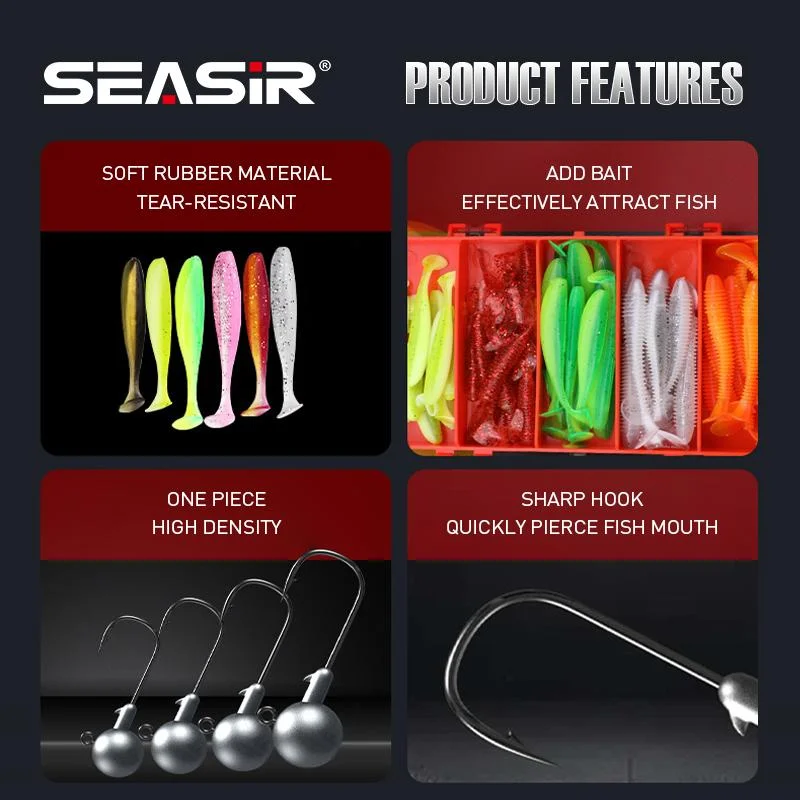 Set jig heads con vinilos Seasir – Accesorios completos de pesca - imagen 2