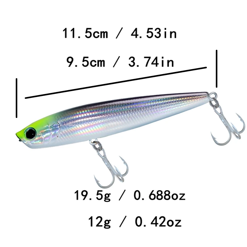 AOCLU Walking Dog 95mm 12g 115mm 19,5g cebo duro lápiz flotante palo señuelo de pesca superficie de lubina nadador gancho de agua agua superior - imagen 2