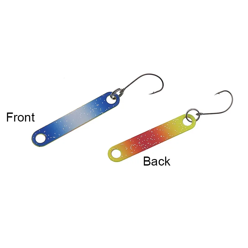 6 unids/lote PescaTrout Stick cuchara de Pesca en hielo 4cm 2g cuchara colorida cebo cobre Metal señuelo de Pesca para trucha Pike perca - imagen 3