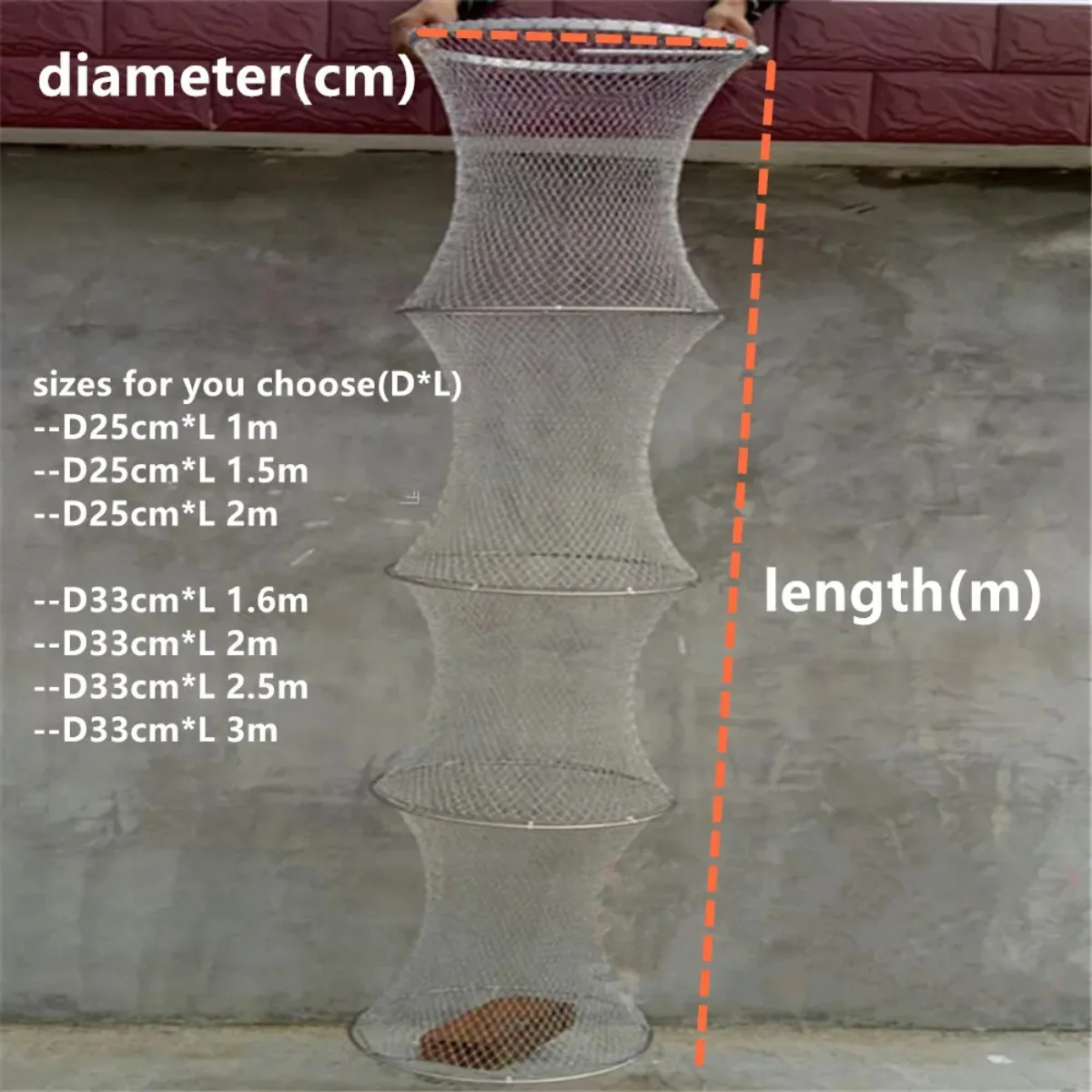 Bolsa De Pesca fuerte, cesta De Pesca De 25cm-33cm De longitud, 1m-3m, herramienta De Pesca al aire libre, equipo De Pesca, accesorio para Pesca - imagen 2